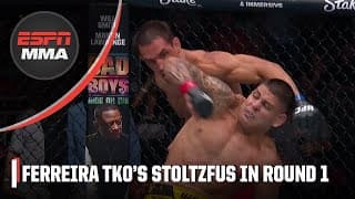 Brunno Ferreira lands TWO spinning back elbows in TKO win vs. Dustin Stoltzfus | ESPN MMA