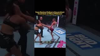 Yana Santos Delivers the prefect front kick on Macy Chiasson at #UFC320 #headkickpod